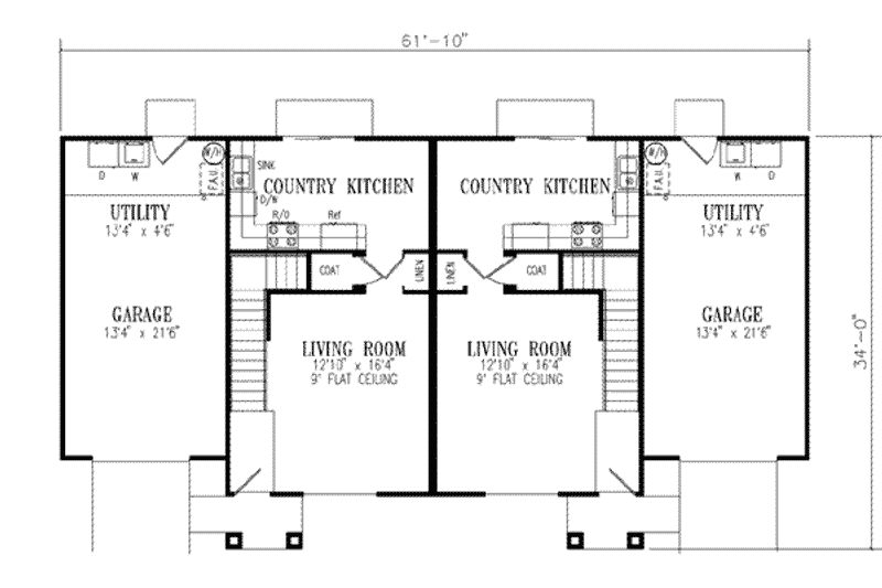 Dream House Plan - Floor Plan - Main Floor for Colonial House Plan #1-439 - 2 bed, 1 bath