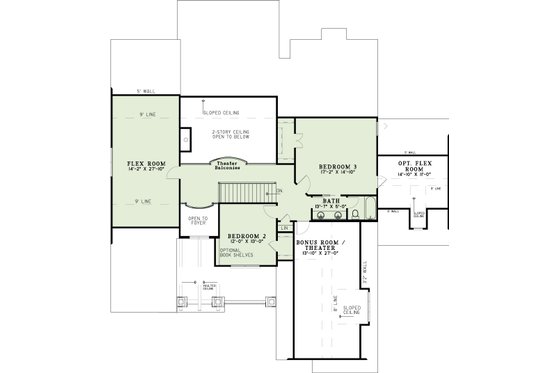 Floor Plan - Upper Floor for Craftsman House Plan #17-2516 - 4 bed, 3 bath