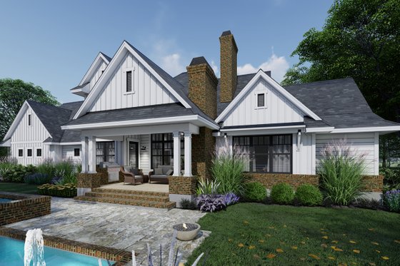 Exterior - Rear Elevation for Farmhouse House Plan #120-266 - 4 bed, 3.5 bath