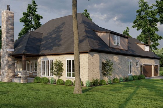 Exterior - Rear Elevation 1 for European House Plan #17-3416 - 4 bed, 4.5 bath
