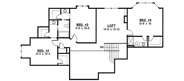 Traditional Floor Plan - Upper Floor Plan #67-429