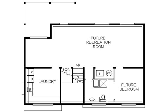 Floor Plan - Lower Floor for Traditional House Plan #18-312 - 3 bed, 2 bath