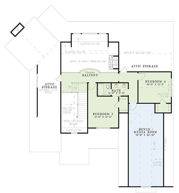 Craftsman Floor Plan - Upper Floor Plan #17-3323