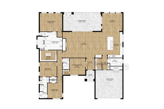 Floor Plan - Main Floor for Modern House Plan #1110-43 - 4 bed, 3 bath