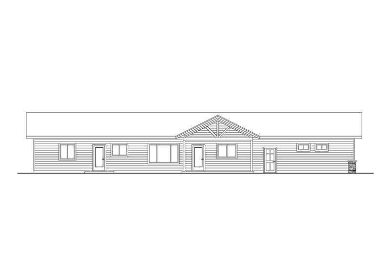 House Design - Exterior - Rear Elevation for Ranch House Plan #124-1392 - 4 bed, 3 bath