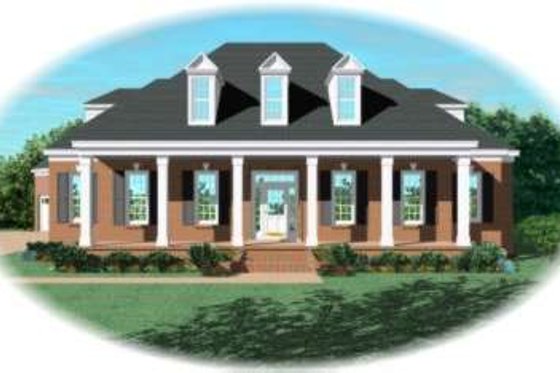 Exterior - Front Elevation for Southern House Plan #81-1213 - 3 bed, 4 bath