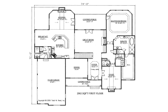 Floor Plan - Main Floor for Traditional House Plan #437-49 - 4 bed, 3.5 bath