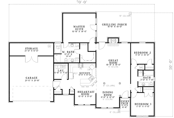 Southern Floor Plan - Main Floor Plan #17-2173