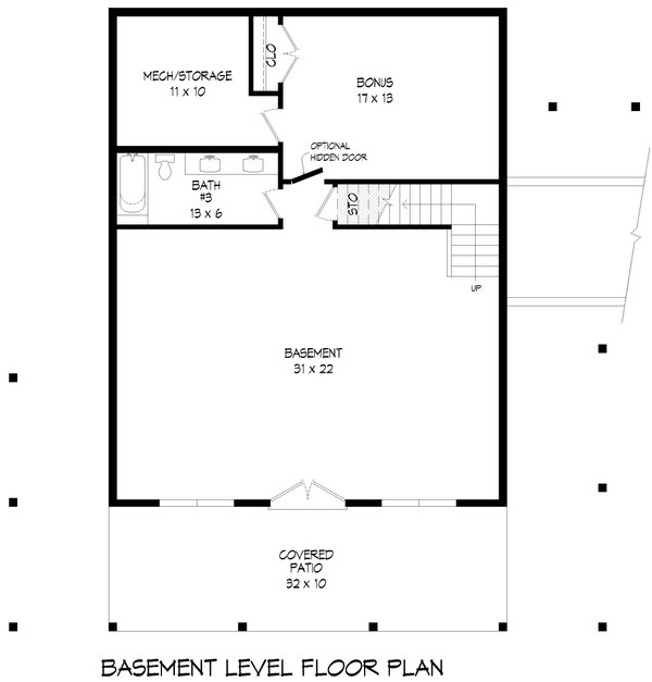 House Blueprint - Country Floor Plan - Lower Floor Plan #932-1052