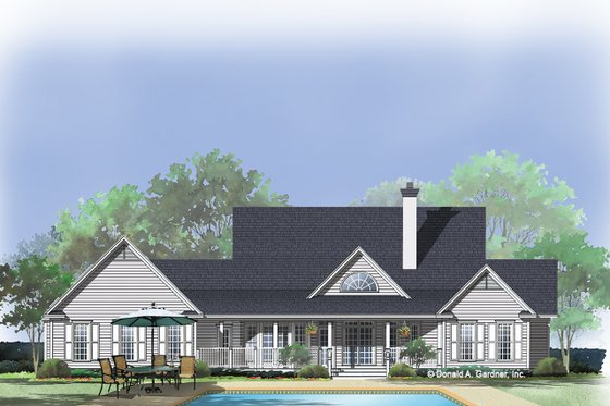 Exterior - Rear Elevation for Country House Plan #929-357 - 4 bed, 3 bath