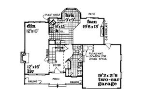 Floor Plan - Main Floor for Traditional House Plan #47-263 - 3 bed, 2.5 bath