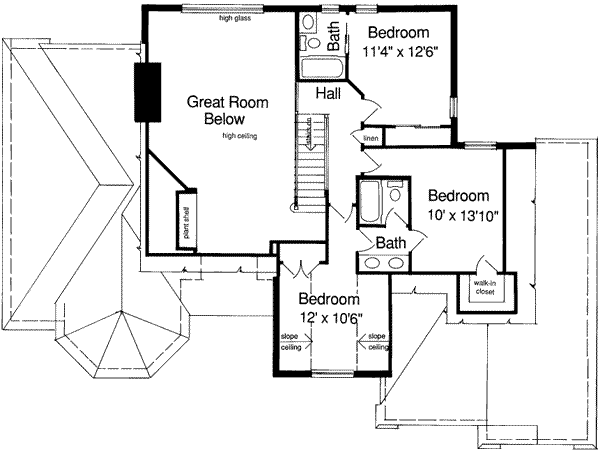 European Floor Plan - Upper Floor Plan #46-119
