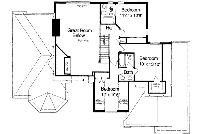 Home Plan - Floor Plan - Upper Floor for European House Plan #46-119 - 4 bed, 3.5 bath