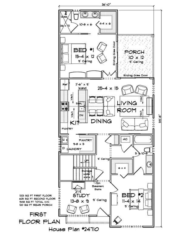 House Blueprint - Floor Plan - Main Floor for Modern House Plan #513-2502 - 5 bed, 3 bath