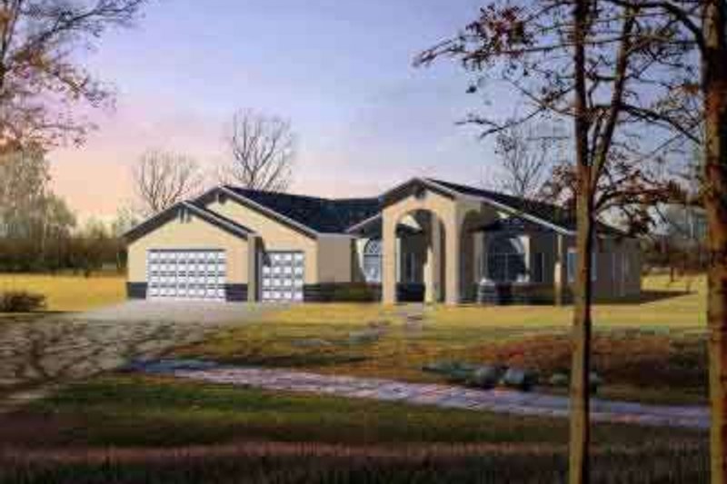 House Design - Adobe / Southwestern Exterior - Front Elevation Plan #1-1090