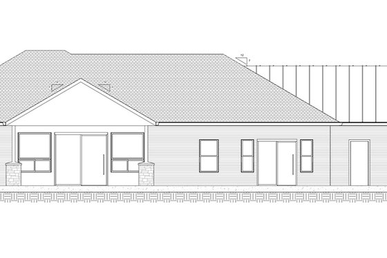 Exterior - Rear Elevation for Ranch House Plan #1077-4 - 3 bed, 2 bath
