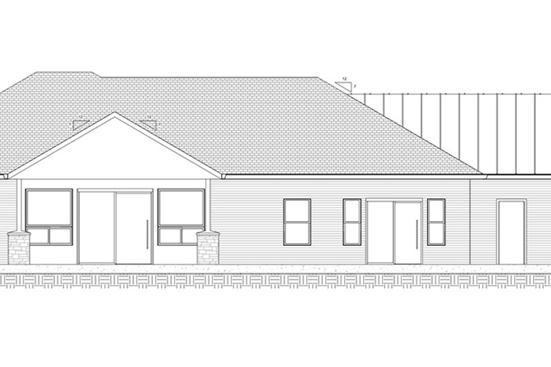 Architectural House Design - Exterior - Rear Elevation for Ranch House Plan #1077-4 - 3 bed, 2 bath