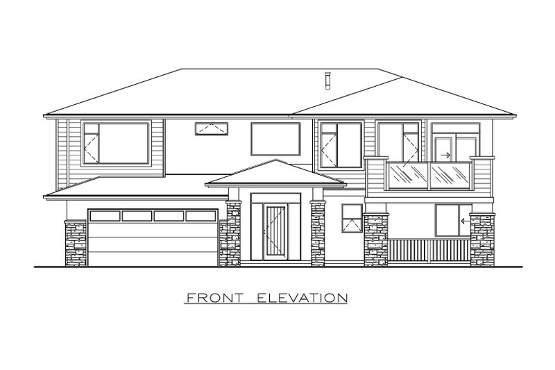 House Design - Exterior - Front Elevation 3 for Prairie House Plan #1100-64 - 4 bed, 3 bath