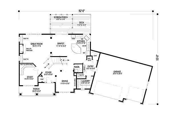 House Plan Design - Craftsman Floor Plan - Main Floor Plan #56-588