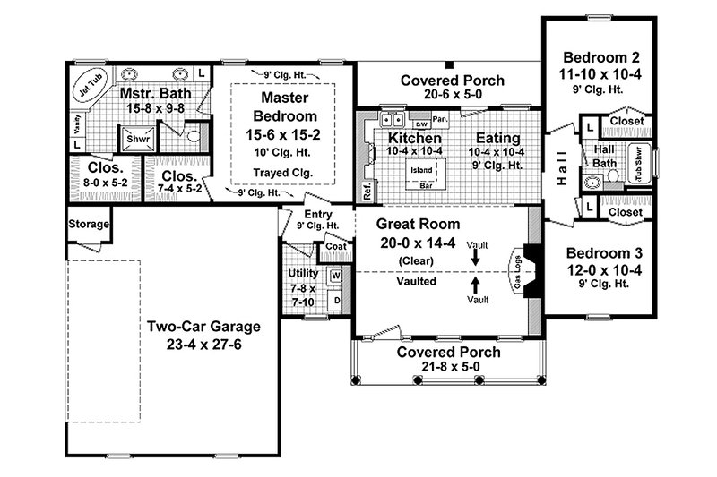Dream House Plan - Floor Plan - Main Floor for Traditional House Plan #21-343 - 3 bed, 2 bath