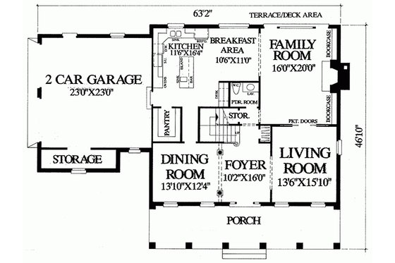 Floor Plan - Main Floor for Southern House Plan #137-147 - 3 bed, 2 bath
