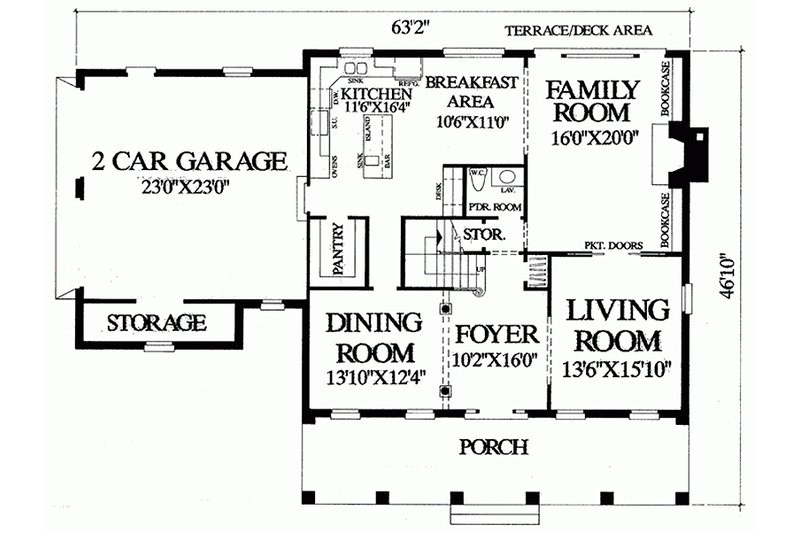 Home Plan - Floor Plan - Main Floor for Southern House Plan #137-147 - 3 bed, 2 bath