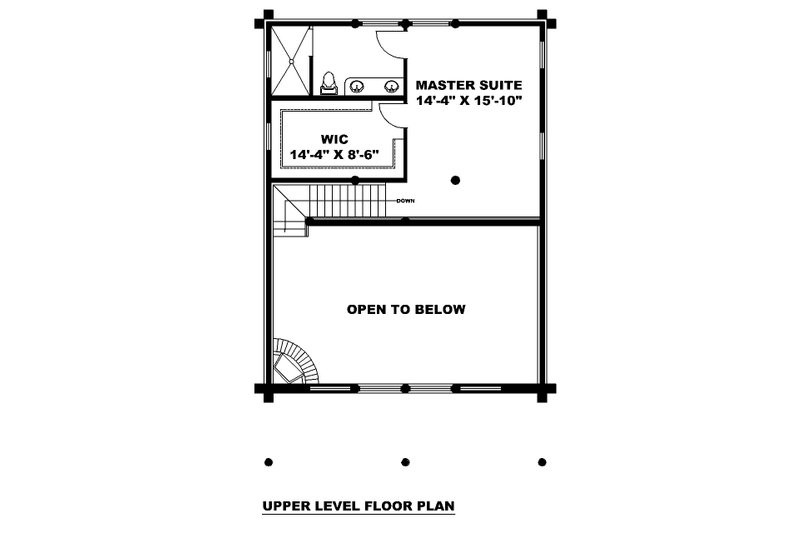 House Plan Design - Floor Plan - Upper Floor for Log House Plan #117-1060 - 3 bed, 2 bath