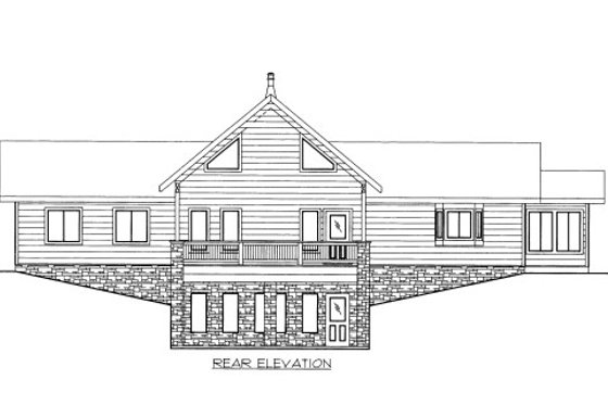 Exterior - Rear Elevation for Bungalow House Plan #117-685 - 2 bed, 2 bath