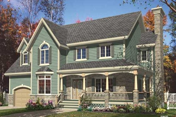Exterior - Front Elevation for Country House Plan #138-299 - 4 bed, 2.5 bath