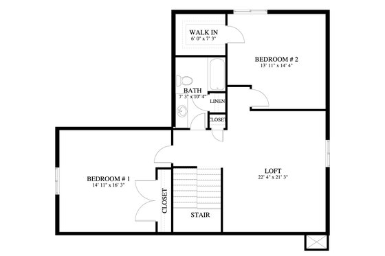 Floor Plan - Upper Floor for Craftsman House Plan #1060-50 - 4 bed, 3 bath