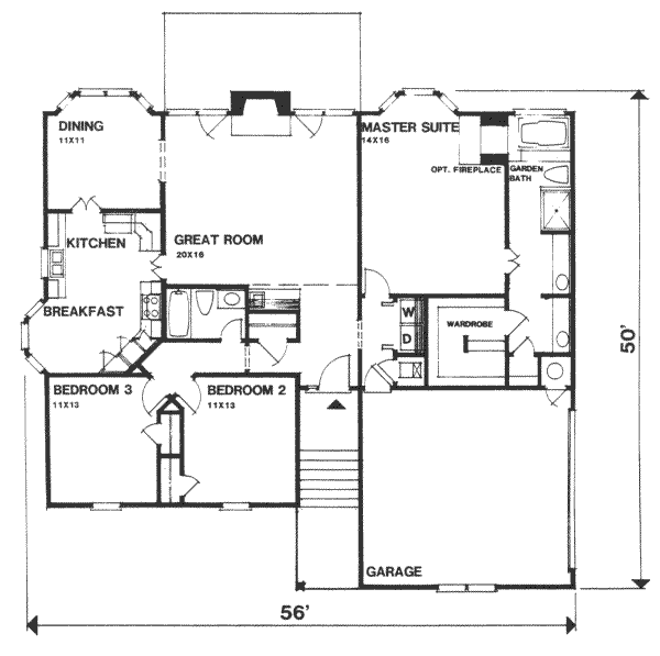 House Design - Ranch Floor Plan - Main Floor Plan #30-149