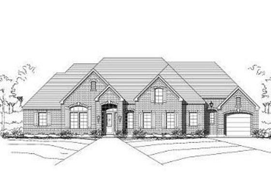 Exterior - Front Elevation for European House Plan #411-658 - 4 bed, 3 bath