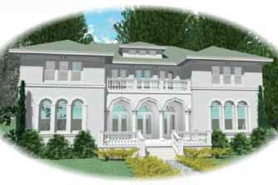 Exterior - Front Elevation for European House Plan #81-411 - 5 bed, 3.5 bath