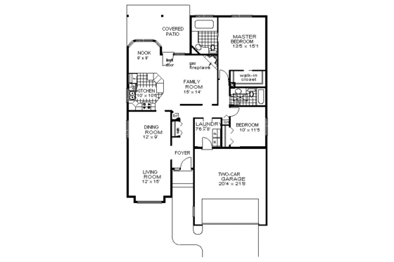 Floor Plan - Main Floor for Ranch House Plan #18-108 - 2 bed, 2 bath