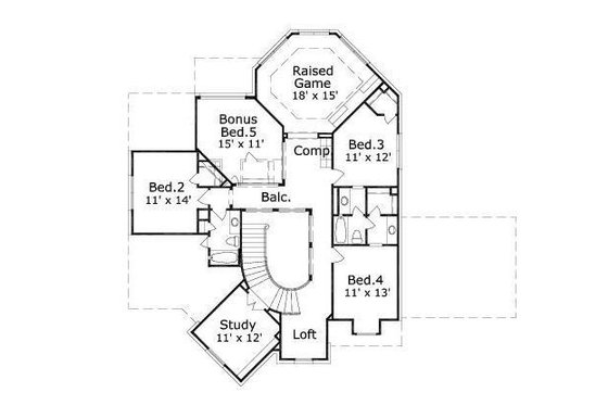 Floor Plan - Upper Floor for European House Plan #411-794 - 4 bed, 3.5 bath
