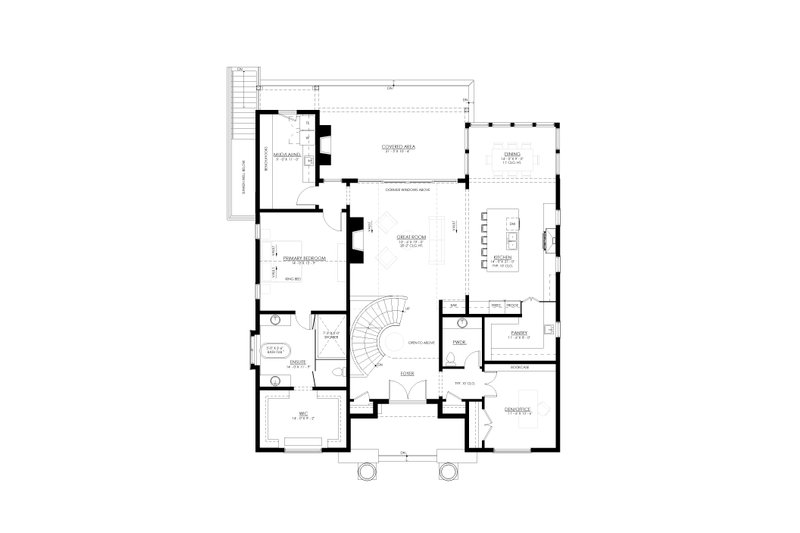 Dream House Plan - Floor Plan - Main Floor for European House Plan #1114-13 - 4 bed, 3.5 bath