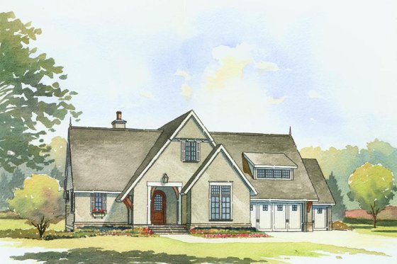 Exterior - Front Elevation for European House Plan #901-108 - 4 bed, 3.5 bath