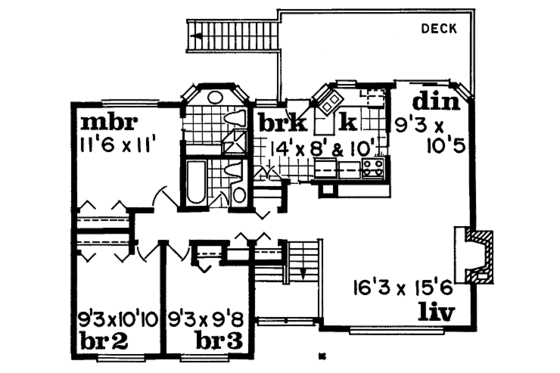Floor Plan - Main Floor for Traditional House Plan #47-161 - 3 bed, 2 bath