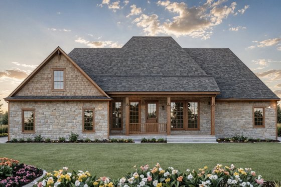 Exterior - Rear Elevation for Country House Plan #21-529 - 4 bed, 2.5 bath