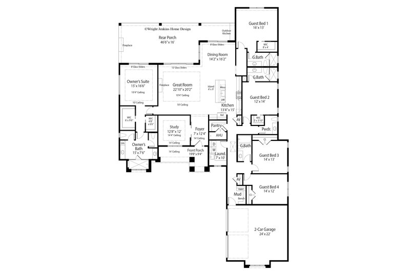 Dream House Plan - Floor Plan - Main Floor for Craftsman House Plan #938-124 - 5 bed, 4.5 bath