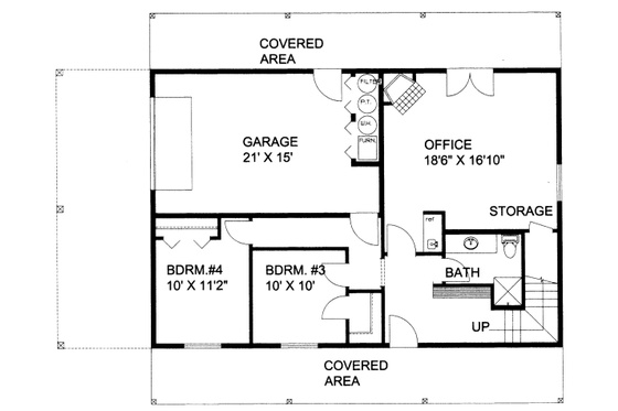 Floor Plan - Lower Floor for Bungalow House Plan #117-683 - 4 bed, 3 bath