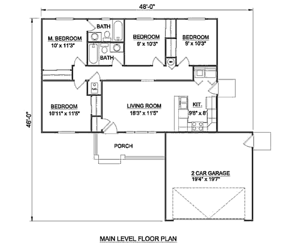 Ranch Floor Plan - Main Floor Plan #116-244