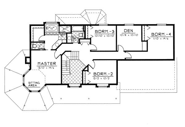 Architectural House Design - Victorian Floor Plan - Upper Floor Plan #100-222