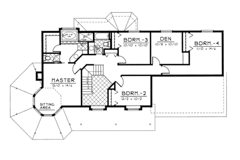 Home Plan - Floor Plan - Upper Floor for Victorian House Plan #100-222 - 5 bed, 2.5 bath