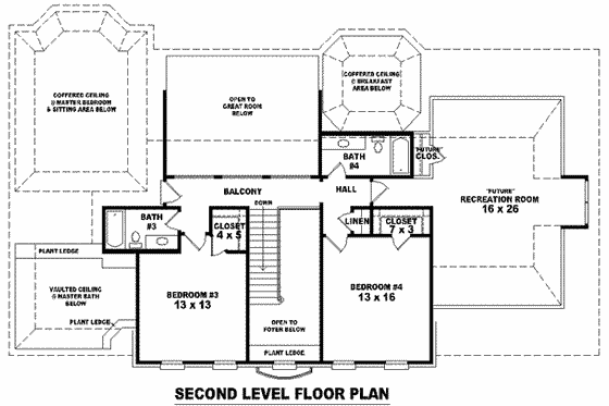 Floor Plan - Upper Floor for Colonial House Plan #81-1258 - 3 bed, 4 bath