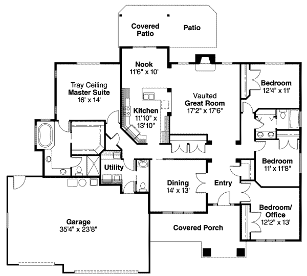 House Plan Design - Ranch Floor Plan - Main Floor Plan #124-585