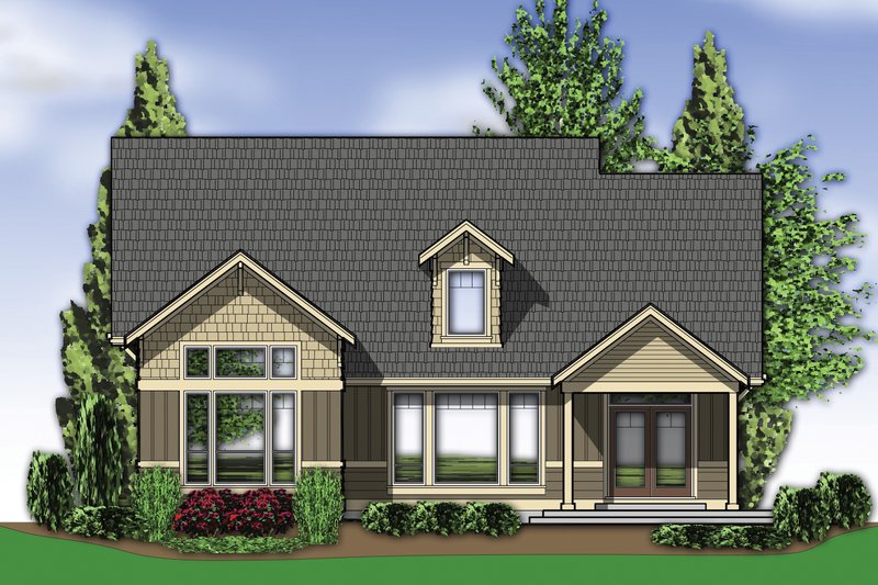 Home Plan - Rear View - 2500 square foot Craftsman home
