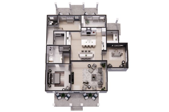 Floor Plan - Main Floor 1 for Farmhouse House Plan #51-1278 - 4 bed, 4.5 bath