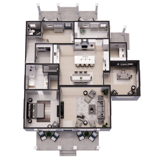 Architectural House Design - Farmhouse Floor Plan - Main Floor Plan #51-1278