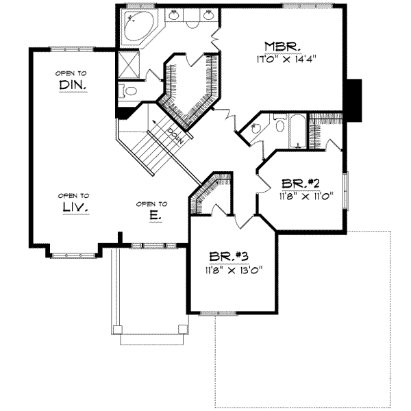 Traditional Floor Plan - Upper Floor Plan #70-649